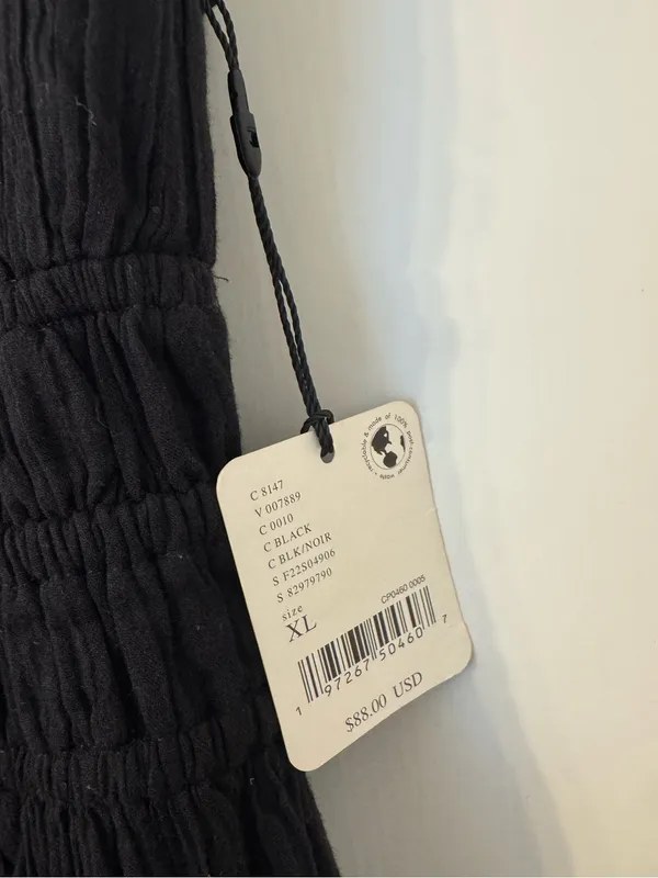 NWT Free People Intimately Delia Asymmetric Raw Hem Cotton Dress in Black Size X - Image 6