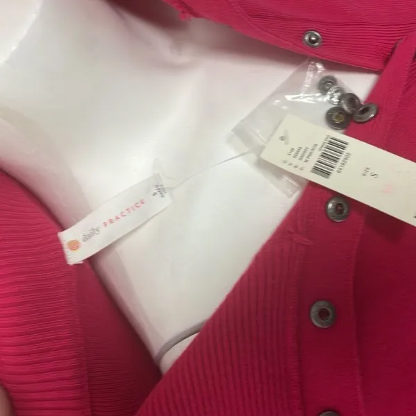 ANTHROPOLOGIE Daily Practice Polo Knit Mini Tunic Dress Hot Pink Small NEW - Image 10