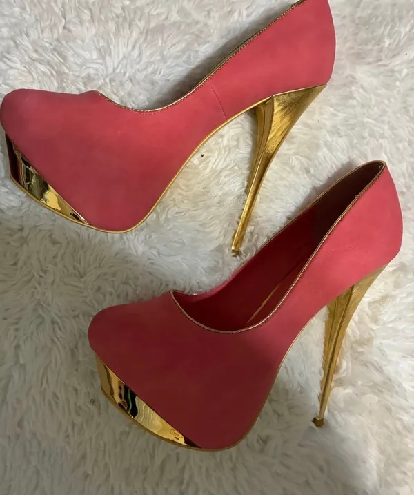 Shiekh Pink and Gold Stiletto Platform Pumps - Image 2