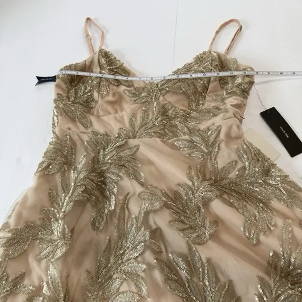 NWT Lulus Trinity Nude Gold Sequin‎ Sleeveless Midi DressSize LARGE - Image 9