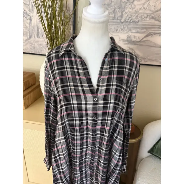 HATCH Alyssa Plaid Button Down Maxi Dress Maternity‎ Size 1 Small Black - Image 5