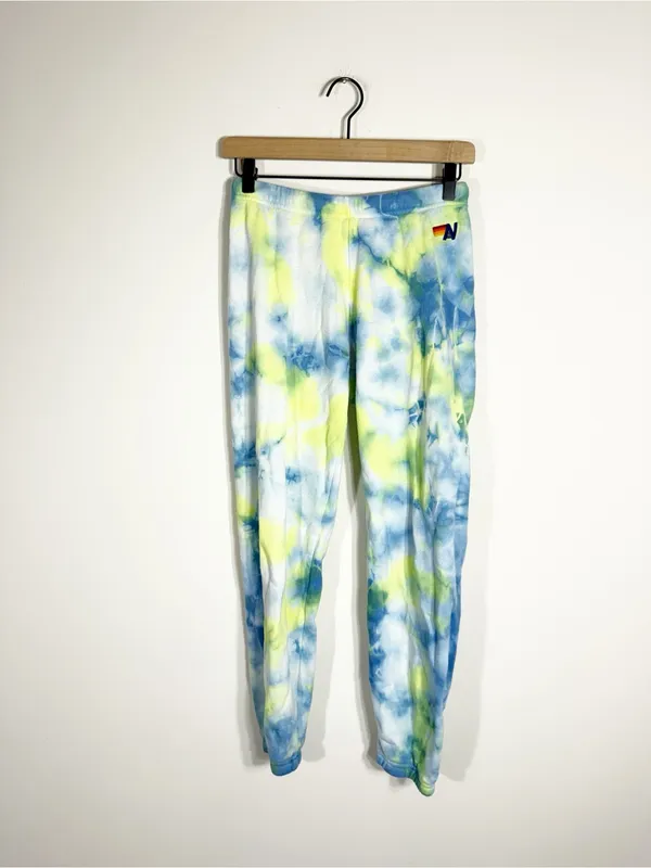 Aviator Nation Hand Dyed Tie Dye Jogger Sweatpants Neon Yellow Size XS - Image 3