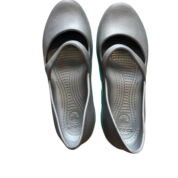 CrocsCrocs, Mary Jane slip on size 10 teal silver gray‎ - Image 4