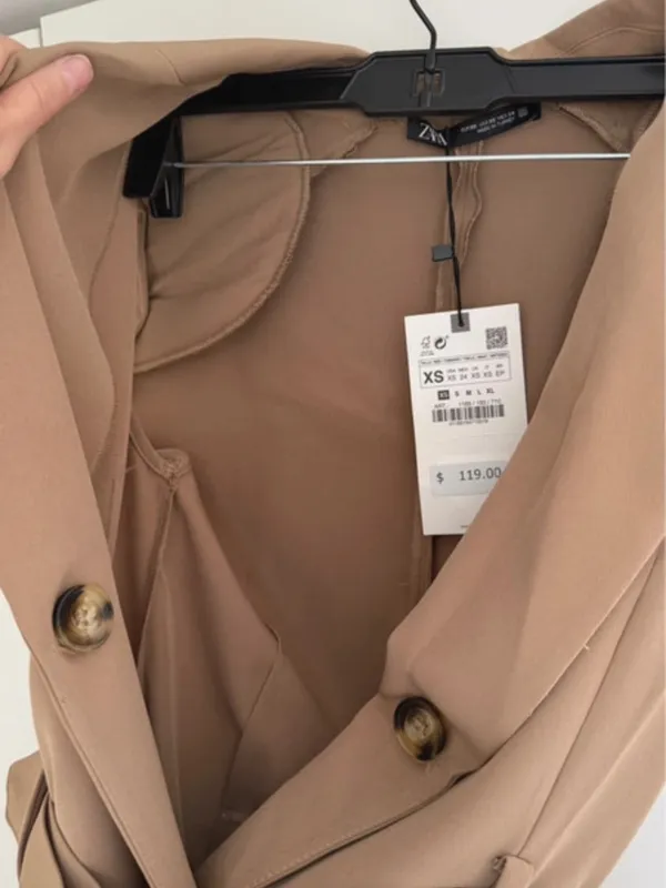 Zara Sleeveless Double-Breasted Belted Maxi Dress in Tan - Image 8