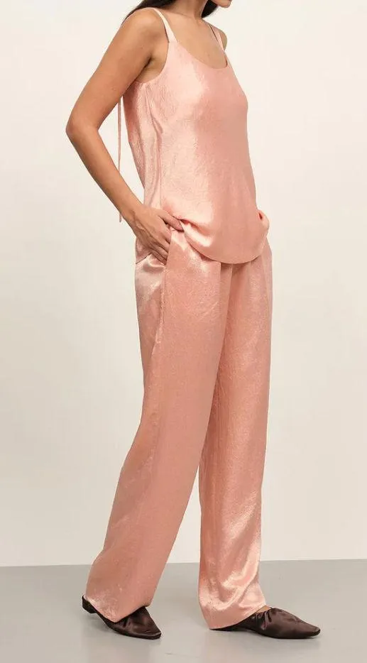 Free People Coral Satin Pajama Set - Image 5