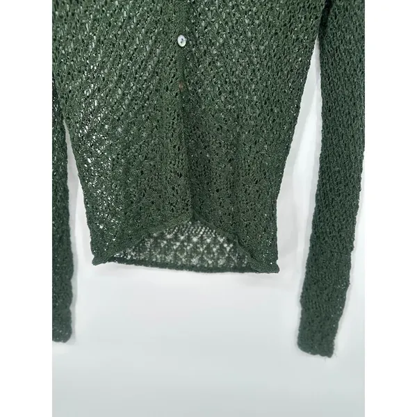 Vintage Apostrophe Y2K Mesh Knit‎ Cardigan Sweater S Green Forest Fairy Grunge - Image 3