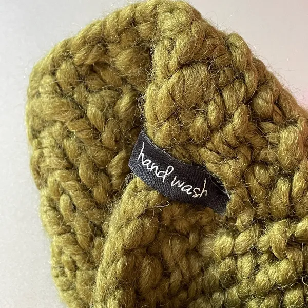 WW Knits Olive Green Chunky Hand Knit Wool Headband Ear Warmer One Size - Image 3