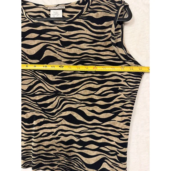 Notations Zebra‎ Animal Print Tank Top Womens Large Tan Black Ribbed Shell - Image 5