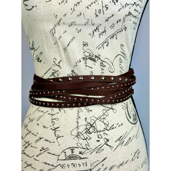 8 Other Reasons Suedette Studded Belt in Brown 43" - Image 12
