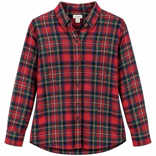 LL Bean Red Scotch Plaid Cotton Flannel Button Shirt Relaxed Fit Size XL - Image 11