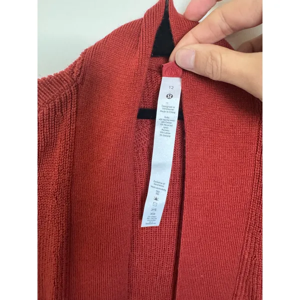 Lululemon Merino Wool-Blend Ribbed Long Wrap Sweater Cayenne Size 12 - Image 6