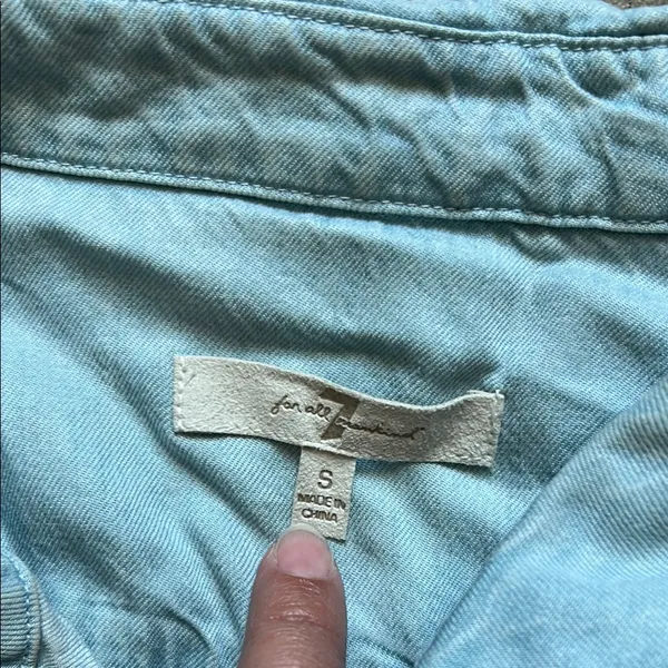 7 For All Mankind Blue Long Sleeve Button Down Shirt - Image 2