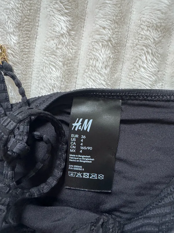 H&M Push-Up Top Bikini Black Swimsuit 34B - Image 4