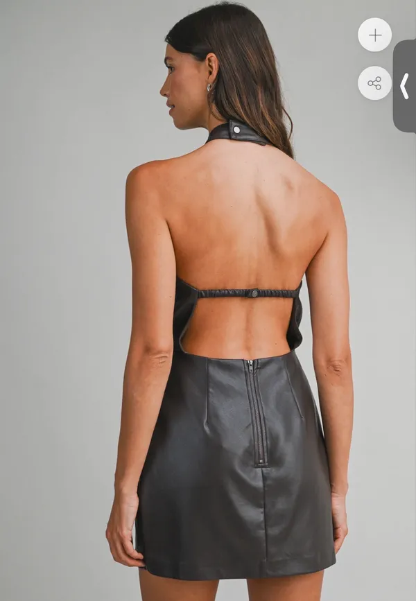 Leather halter neck Mable mini dress - Image 2