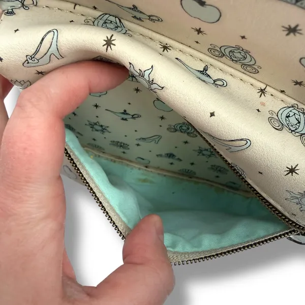 Disney Loungefly Princess Icons Mini Backpack Cream Mint Fairytale Print‎ - Image 10