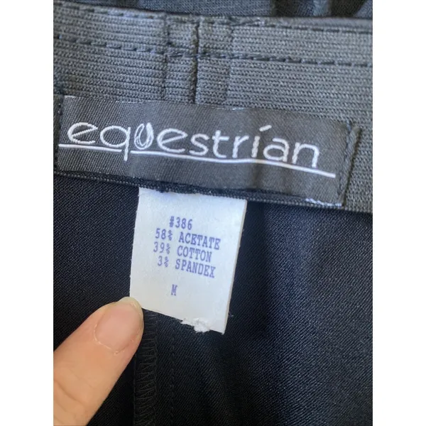 Equestrian Designs Tapered Trousers Womens Size M Black Satin Stretch Pants USA - Image 5