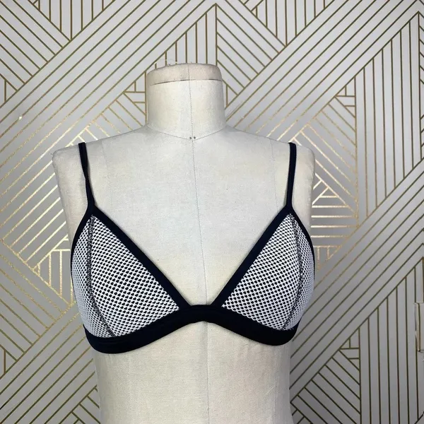 TRIANGL Mesh Bikini‎ Swim Top Black White - Image 2