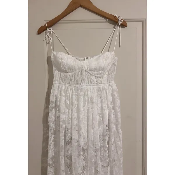 For Love & Lemons $260 Lorena Dress White Maxi Floral Bridal Lace Fairy Ethereal - Image 7