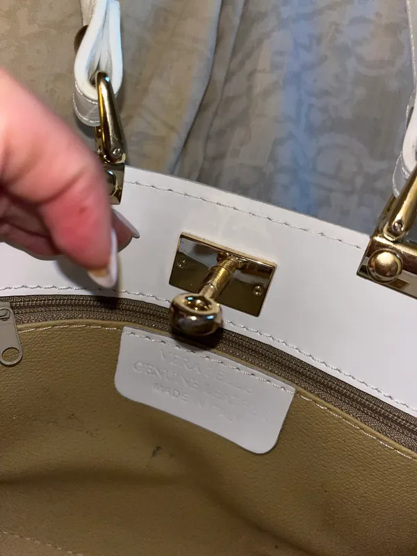 White Leather Purse From Italy - Image 5