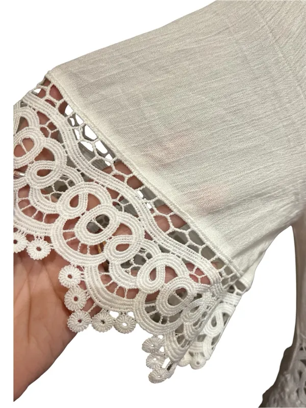 Lulus Sweeten the Occasion White Lace Short Sleeve Maxi Dress size S wedding - Image 7