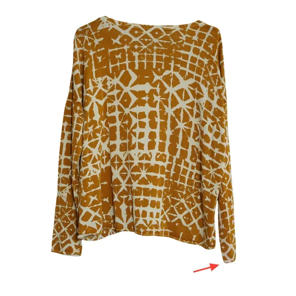 Garnet Hill Size Small Mustard Yellow Silk Cotton Shibori Print Sweater Eclectic - Image 6