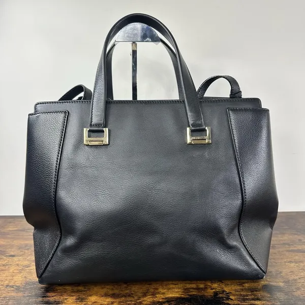 Jimmy Choo Satchel Bag Womens Large Black Leather Top Handle Work Purse Italy - Image 2