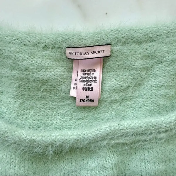 Victoria's Secret Mint Green Fuzzy Pullover Sweater • Sz M - Image 7