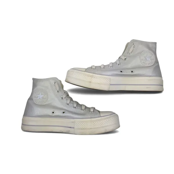 Converse Shoes Womens 9 CTAS Lift Platform‎ Metallic Silver Sneakers 571082C - Image 9