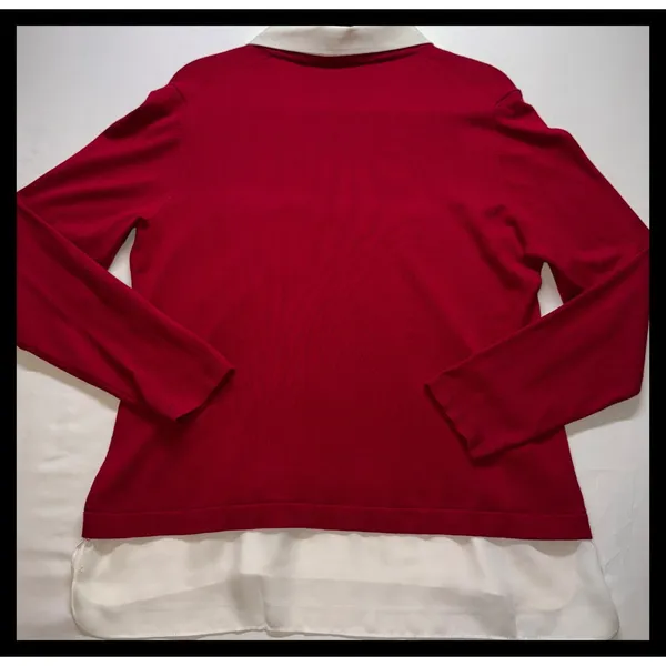 Investments‎ Sweater Women Large Red Collared Layered Embellished Pullover - Image 6