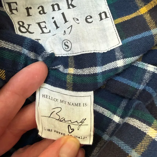 Frank & Eileen Barry Blue Plaid Flannel Long Sleeve Button Down Shirt Size S EUC - Image 5