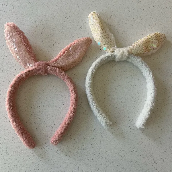 Bundle of 2 Easter Bunny Sequin Bunny Ears Headbands Pink - Image 2