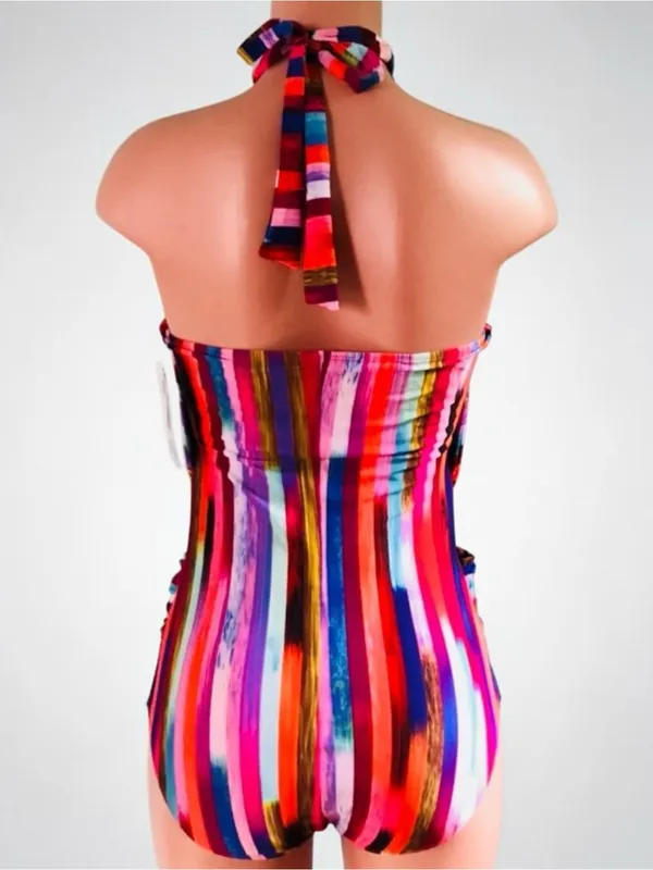 Athena Kaleidostripe Ashlyn One Piece Swimsuit M NWT Convertible Halter - Image 5