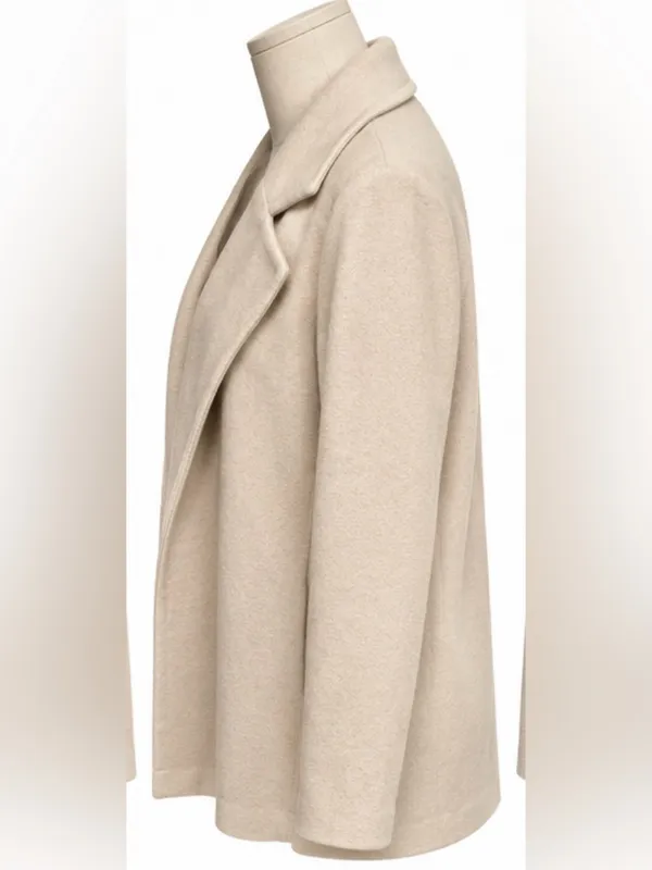 Joie Ivory Open Front Coat Jacket Oversized Lapel Size L - Image 2