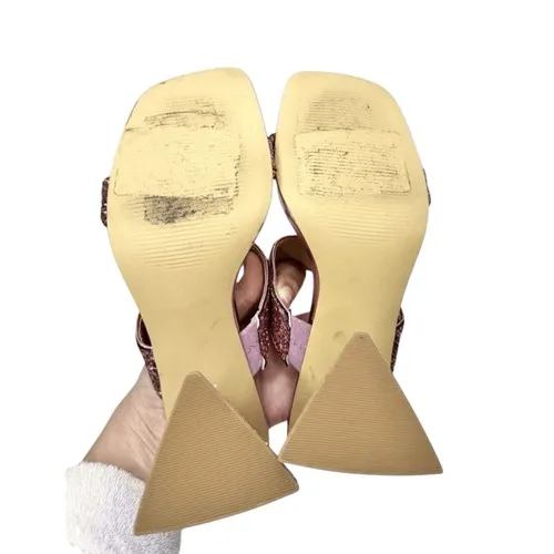 Abound‎ Mules Pink Glitter Block Heel Slide Sandals Square Toe Size 5 - Image 9