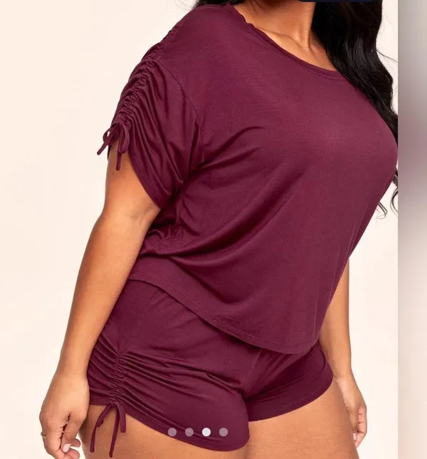 Adore me Laura Dark red knit top and short set SZ 2X - Image 5