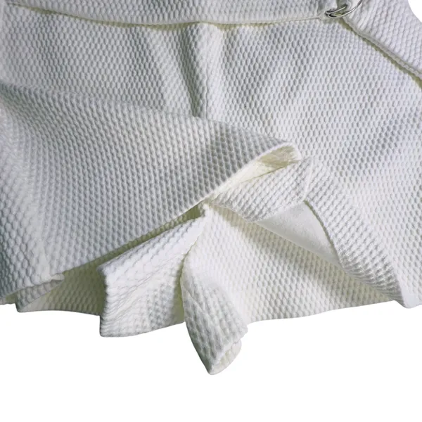 Zara Textured White High Waisted Skort Faux Belt Side Zip Mini A-Line - Image 10