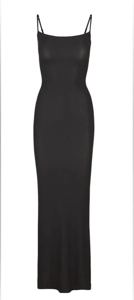 NWT Skims Soft Lounge Long Slip Dress Onyx Black Color Size L - Image 5