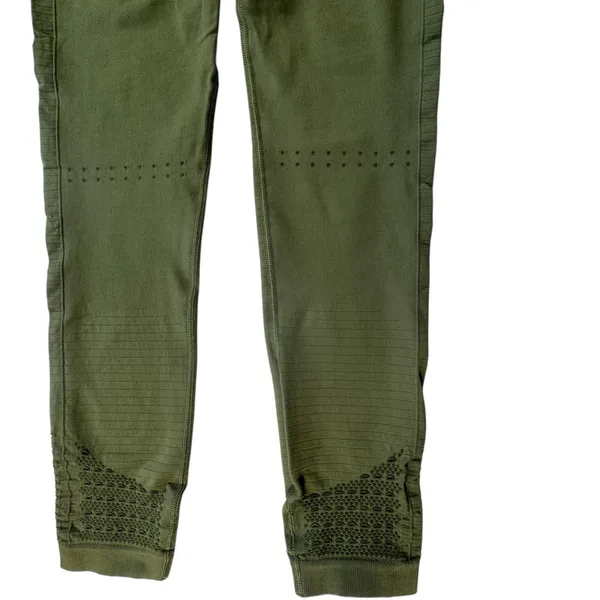 Gymshark Energy Seamless Leggings Olive Green Womens Medium High Waist Eyelet - Image 6