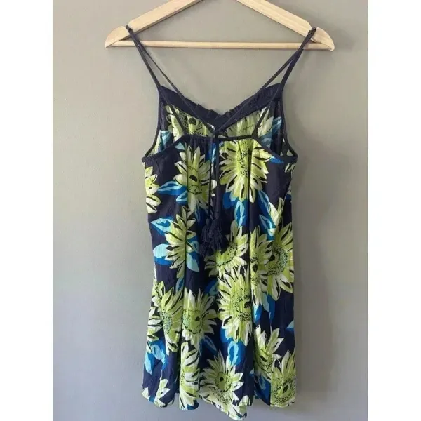 Aerie Gauzy Cotton Floral Tassel Swim Cover‎ Dress Size S Blue Green Boho Beach - Image 8