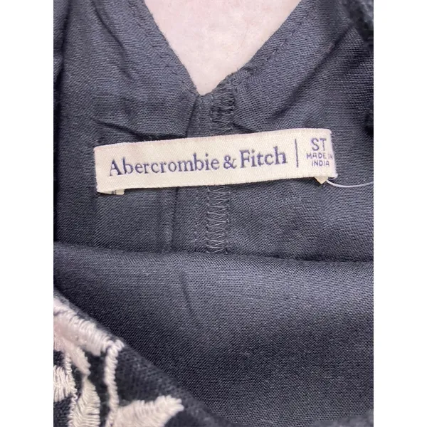 Abercrombie & Fitch Mini Dress Womens Small Tall Black Floral Linen‎ Embroidered - Image 3