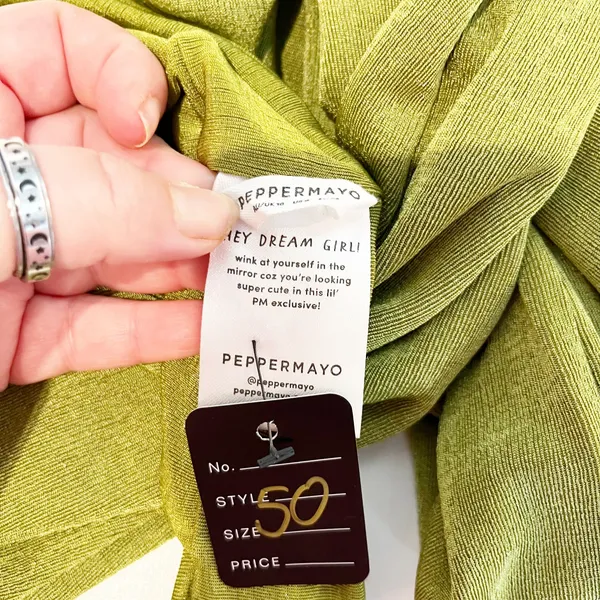 Peppermayo Wrap Tie Crop Bra Top and High Rise Flare Pants Matching Set Green 6 - Image 10