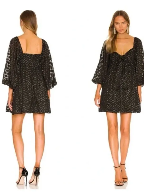 Amanda Uprichard Roma Black Gold Long Sleeve Size Small - Image 2