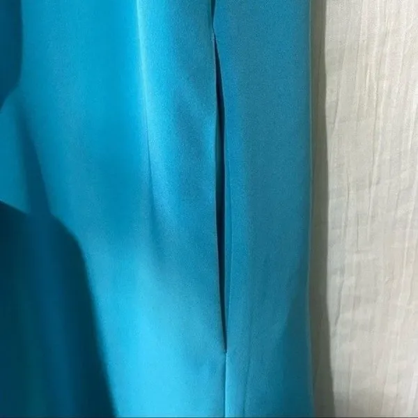 Lauren Ralph Lauren Dress Womens 14 Turquoise Blue Pintuck Sleeveless Pockets - Image 4