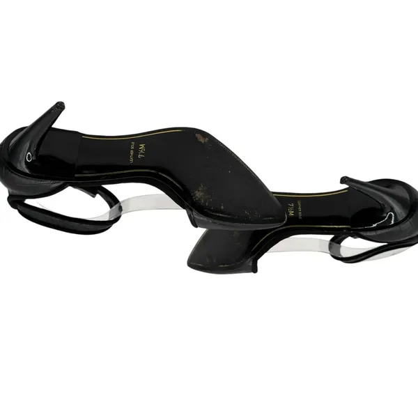 Charles Jourdan Shoes Women‎ 7.5 Black Croc Emboss Pointed Toe Ankle Strap Heel - Image 8