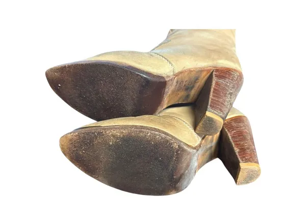 Vintage knee high tan leather boots 7 M - Image 5