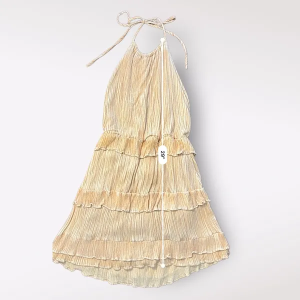 Lulus Downright Darling Yellow Tiered‎ Ruffled Halter Mini Dress Size M - Image 5