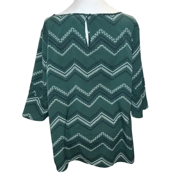 Banana Republic Green Black Short Sleeve Geometric Tunic Top L‎ Large - Image 3