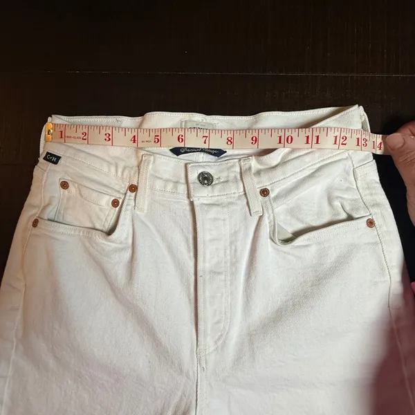 Citizens of Humanity Premium Vintage White High Rise Crop Raw Hem Jeans Size 25 - Image 3
