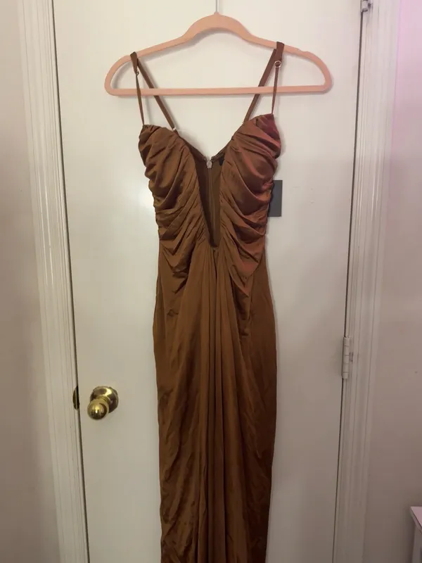 JLUXLABEL Tan Auric Deep Plunge Maxi Dress - Image 5