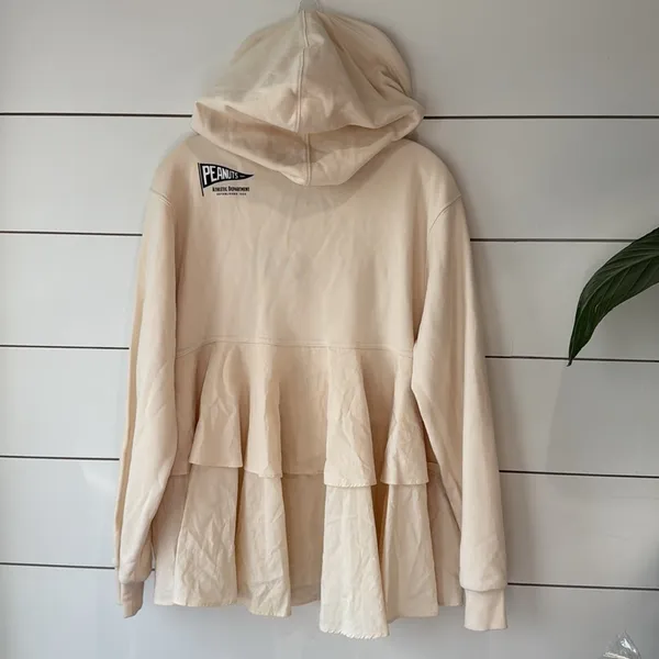 ZARA Peanuts Snoopy Cream Hoodie Sz M - Image 7